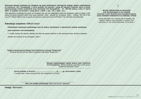 180-1U Zwrot VAT dla podróżnych