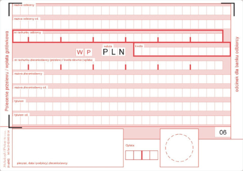 445-5m Polecenie przelewu - wpłata gotówkowa - 4 odcinkowe
