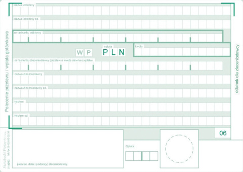445-5m Polecenie przelewu - wpłata gotówkowa - 4 odcinkowe