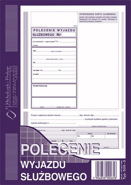 505-3 Polecenie wyjazdu służbowego