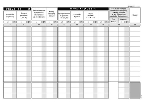 K-3u Podatkowa księga przychodów i rozchodów