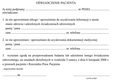 Oświadczenie pacjenta A5/100