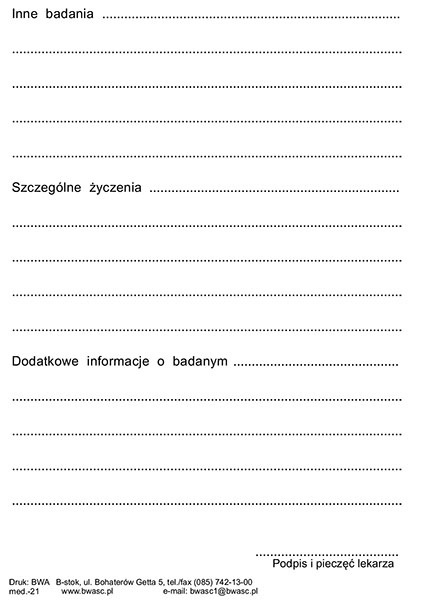 Skierowanie do laboratorium A6/100