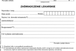 Zaświadczenie lekarskie A6/100 (Samokopia)