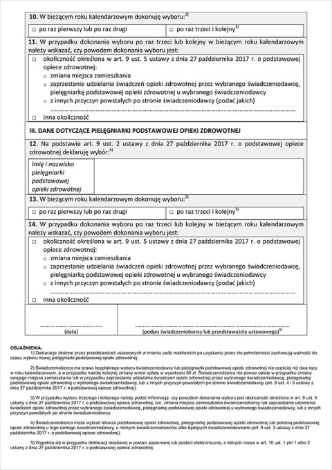 Deklaracja wyboru pielęgniarki A4/2 - Komplet 100 szt.