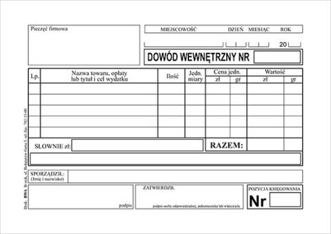 Dowód wewnętrzny A6/100 (Poziom)