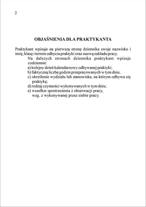 Dziennik praktyki zawodowej A5