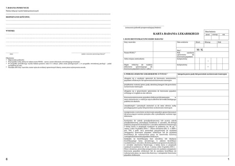 Karta badania lekarskiego dla kierowców A4 + A5