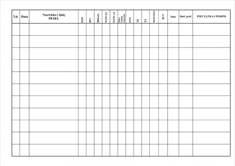Książka gabinetu szczepień - Rejestrowa A4 (Poziom)