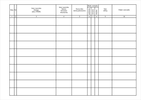 Książka gabinetu zabiegowego - Rejestrowa A4 (Poziom)