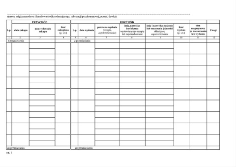 Książka kontroli środków odurzających i psychotropowych A4 (poziom)