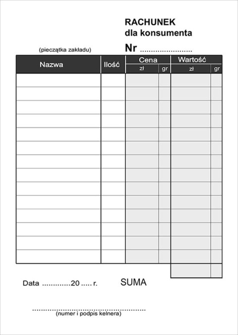Rachunek dla konsumenta A6/100 - Samokopia