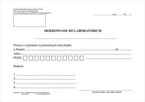 Skierowanie do laboratorium A5/100
