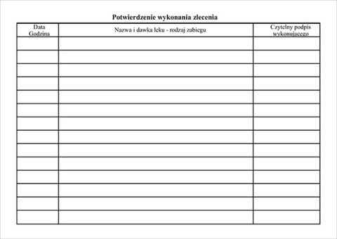 Zlecenie na zabiegi pielęgniarskie A6/100 (Poziom)