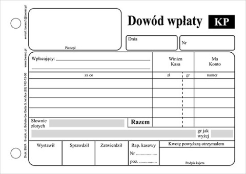 KP Dowód wpłaty A6/100 - Samokopia