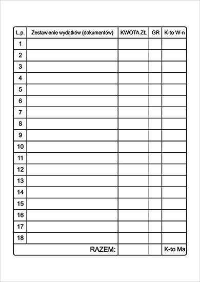 Rozliczenie zaliczki A6/100