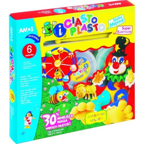 CIASTO-PLASTO AMOS 18g*6 KOLORÓW + AKCESORIA