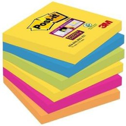 Karteczki Post-it Super Sticky 76x76mm (654-SS-CARN) 5 kolorów (6x90)