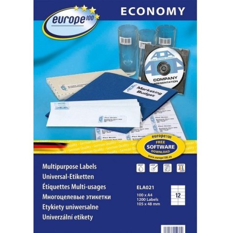Etykiety Europe100 A4 105x48mm białe (100)