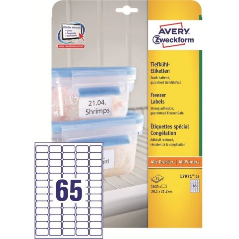 ETYKIETY A4 AVERY 38,1*21,2mm BIAŁE (25)