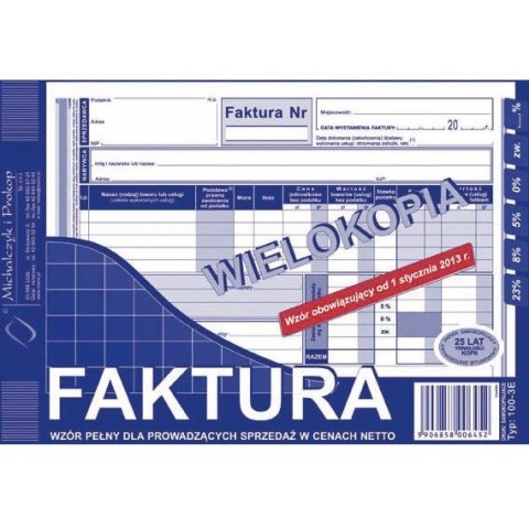 FAKTURA VAT A5 (WIELOKOPIA)