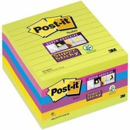 Karteczki Post-it Super Sticky 100x100mm (675-6SSUC) linie neon (6x90)