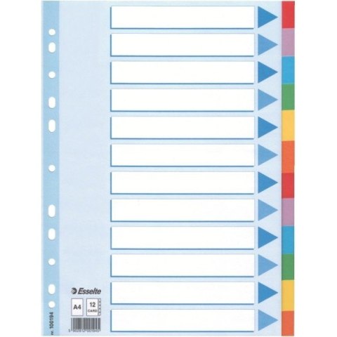 PRZEKŁADKI KARTONOWE ESSELTE A4 INDEX 12 KOLORÓW