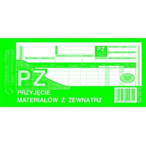 PRZYJĘCIE MATERIAŁU Z ZEWNĄTRZ 1/3 A4 (WIELOKOPIA)