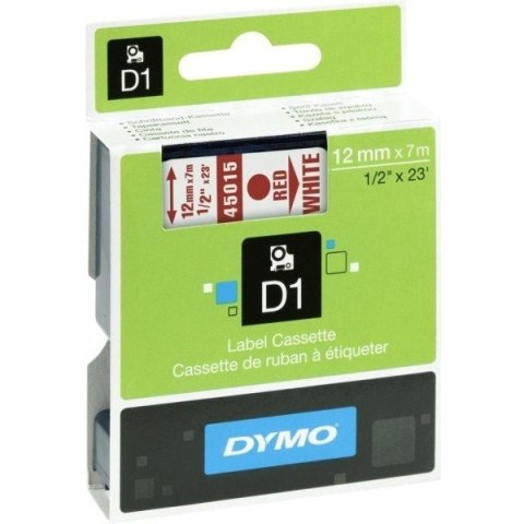 TAŚMA DYMO D1 12mm*7m BIAŁA (CZERWONY TEKST) TAŚMA DYMO D1 12mm*7m BIAŁA (CZERWONY TEKST)