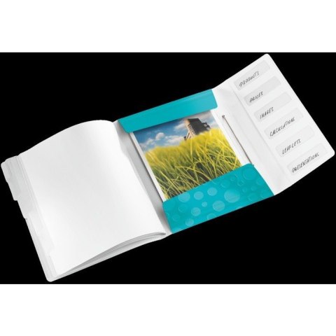 TECZKA Z GUMKĄ LEITZ WOW 6 PRZEKŁADEK TURKUSOWA