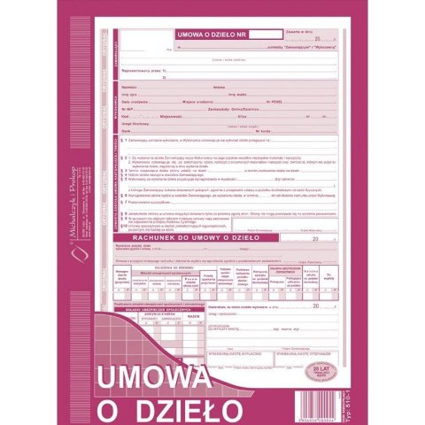 UMOWA O DZIEŁO Z RACHUNKIEM A4 (O+1K)