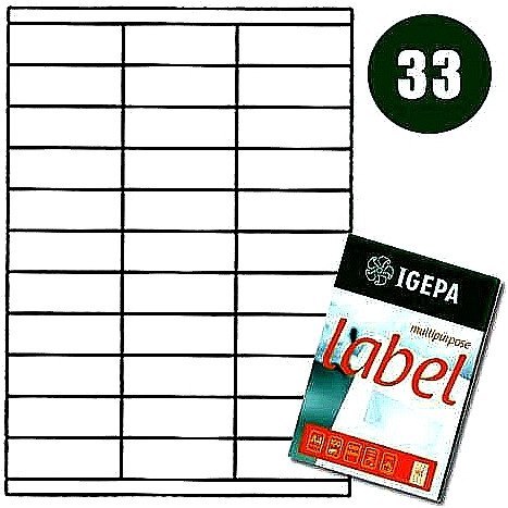 ETYKIETY A4 IGEPA 70,0*25,4mm BIAŁE (100)