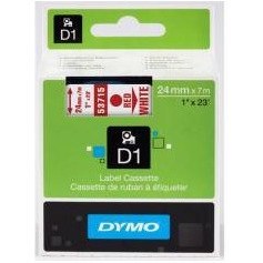 TAŚMA DYMO D1 24mm*7m BIAŁA (CZERWONY TEKST)