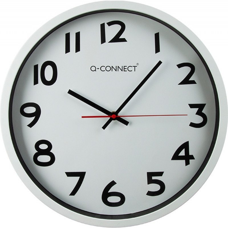 Zegar ścienny Q-Connect Warsaw 34cm biały, SREBRNY