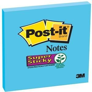 Karteczki Post-it Super Sticky 76x76mm błękitne (90), BŁĘKITNY
