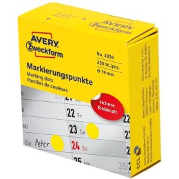 Kółka do zaznaczania w dyspenserze Avery Zweckform, 250 szt./rolka, O19 mm, żółte, ŻÓŁTY
