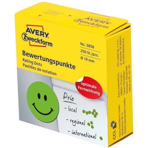 KÓŁKA AVERY śr.19mm "Uśmiechnięta buźka" ZIELONE (250)