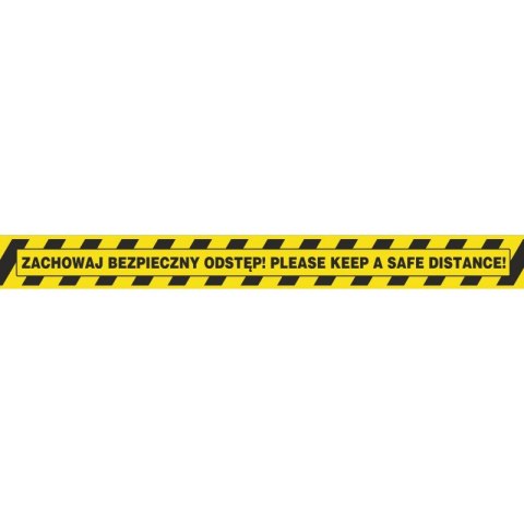 Taśma ostrzegawcza Office Products 50mm/50m "zachowaj bezpieczny odstęp" żółto-czarna