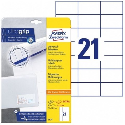 ETYKIETY AVERY A4 70x42.3mm BIAŁE (21x30)