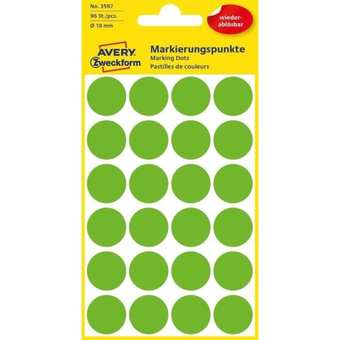 KÓŁKA AVERY śr.18mm USUWALNE ZIELONE (4x24)