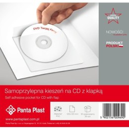 KIESZENIE SAMOPRZYLEPNE PVC NA PŁYTĘ CD / DVD 120 X 120 MM PANTA PLAST 25 SZT.