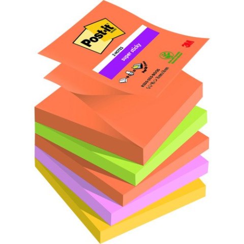 Karteczki Post-it Super Sticky Z-Notes 76x76mm (R330-5SS-BOOS) 4 kolory (5x90)