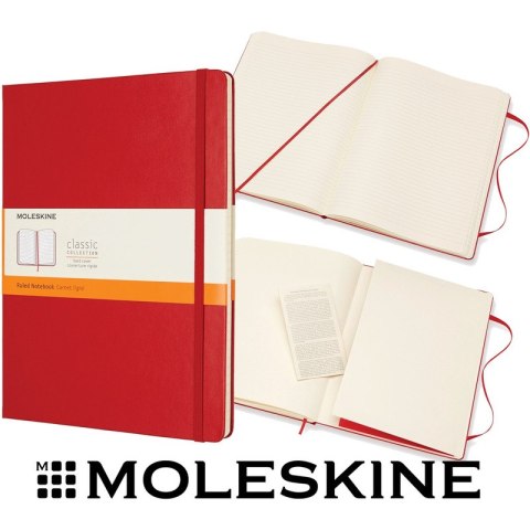 Notatnik Moleskine Classic XL (19x25cm) linie czerwony