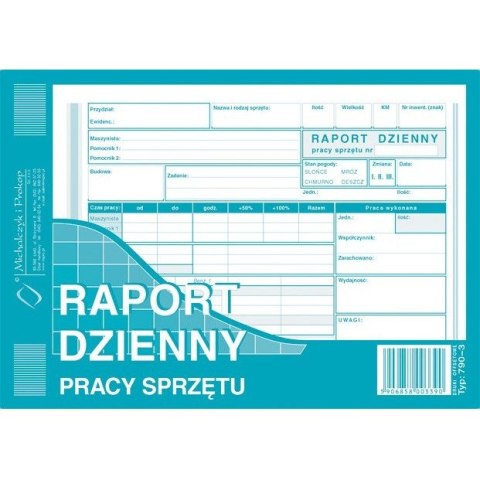 RAPORT DZIENNY PRACY SPRZĘTU A5 (OFFSET)