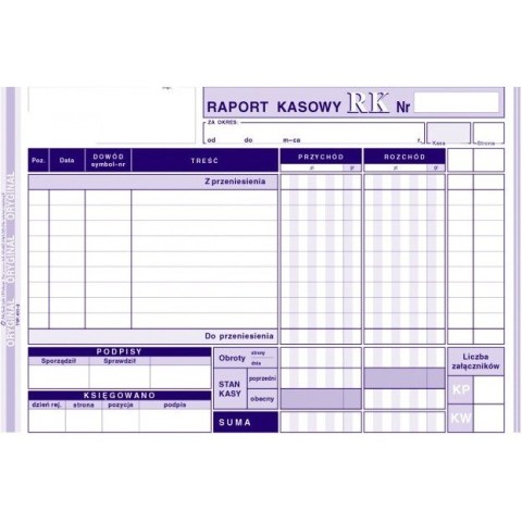 RAPORT KASOWY A5 (O+1K)
