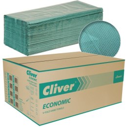 Ręczniki składane Cliver Economic V-Fold 1w makulatura zielone (20x200)
