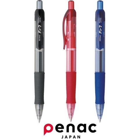 Długopis żelowy Penac FX-7 0.7mm czerwony, CZERWONY