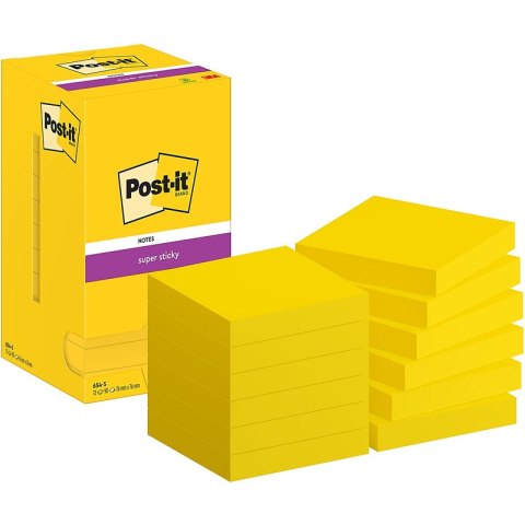 Karteczki Post-it Super Sticky 76x76mm (654-S) żółte (12x90) Karteczki Post-it Super Sticky 76x76mm (654-S) żółte (12x90)