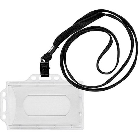 Identyfikator Donau 56x90mm PCV 2 uchwyty z taśmą czarną