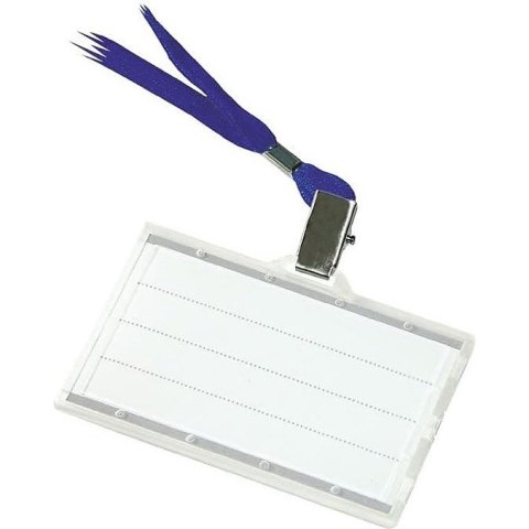 Identyfikator Donau 56x90mm PCV z taśmą niebieską